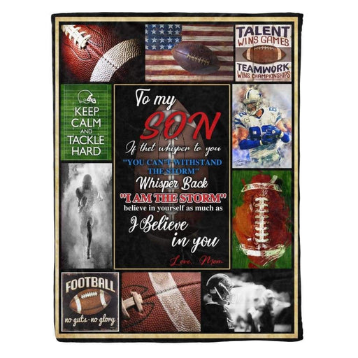 Football Lover Throw Fleece Blanket Saying Quote To My Son I Believe In You From Mom