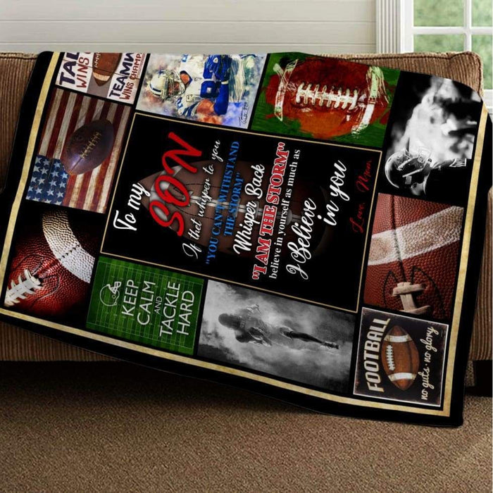 Football Lover Throw Fleece Blanket Saying Quote To My Son I Believe In You From Mom