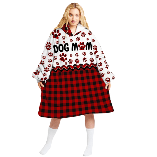 Dog Mom Plaid Oversized Hoodie Unisex Fashion Weatshirt With Hood Pocket And Sleeves Suitable For Everyone