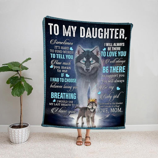 Wolf and son crown mom to my daughter i will always be there to love you darkness fleece blanket/ sherpa blanket
