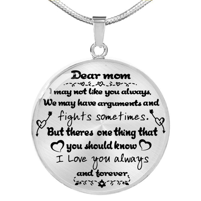 Dear Mom I Love You Always And Forever Luxury Circle Necklace Gift For Mom Mother's Day Gift Ideas