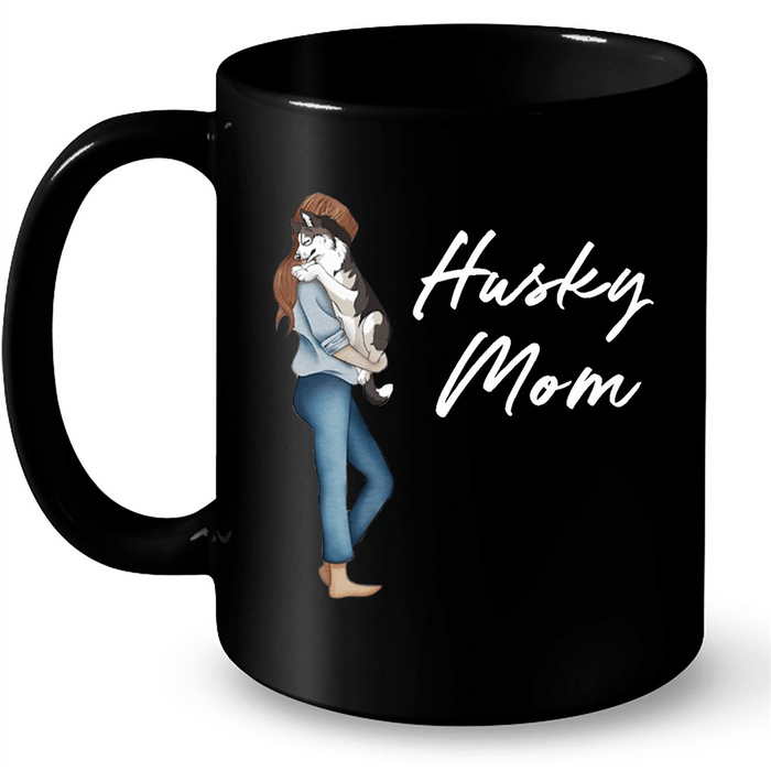 Husky Mom Dog Mom Lover - Full-Wrap Coffee Black Mug