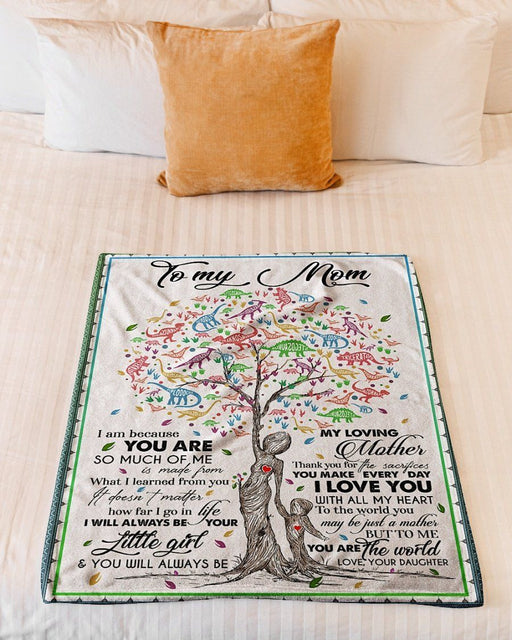 BeKingArt Family Personalized Colorful Dinosaur Tree I Love You With All My Heart Daughter Gift For Mom Fleece Blanket