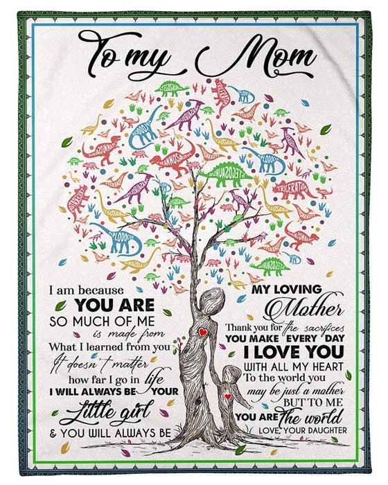 BeKingArt Family Personalized Colorful Dinosaur Tree I Love You With All My Heart Daughter Gift For Mom Fleece Blanket