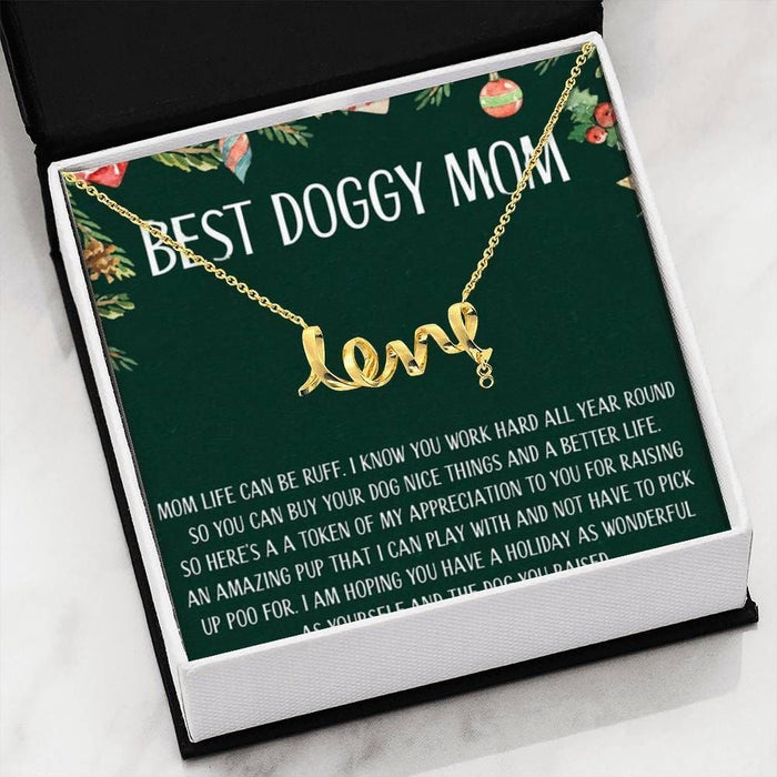 Best Doggy Mom Scripted Love Necklace Message Card Favo Jewelry