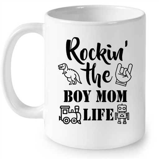 Rokin The Boy Mom Life W - Full-Wrap Coffee White Mug