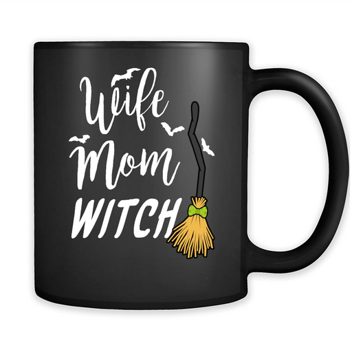 Wife Mom Witch, Halloween Gift - Full-Wrap Coffee Black Mug
