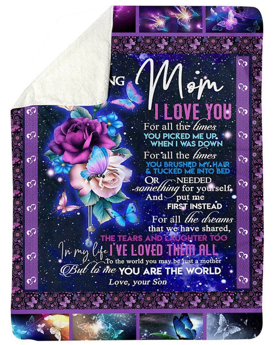 BeKingArt Family Personalized Galaxy Rose When I Was Down Son Gift For Mom Sherpa Fleece Blanket