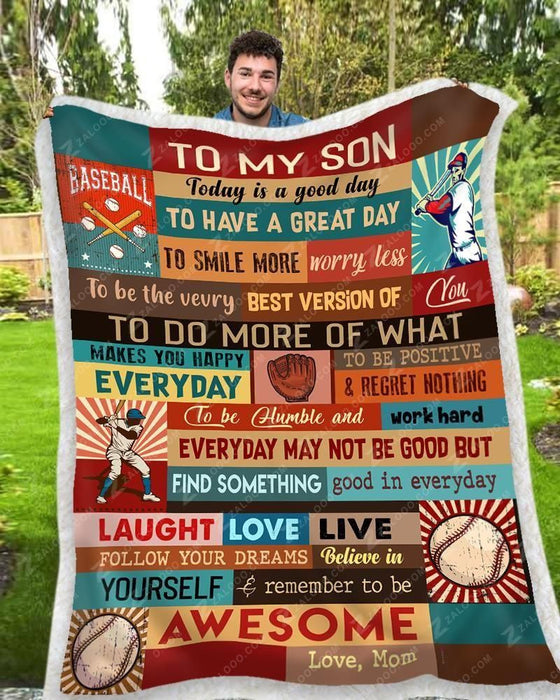Custom Fleece Blanket - Birthday Gift - BASEBALL - Son (Mom) - Awesome