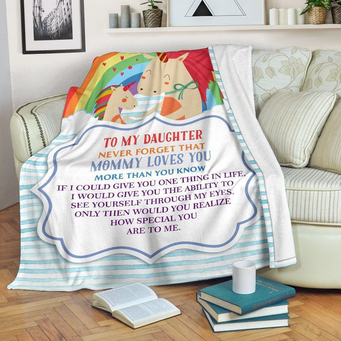 Daughter Never Forget Mommy Loves You Fleece Blanket Gift For Mom Mother's Day Gift Ideas
