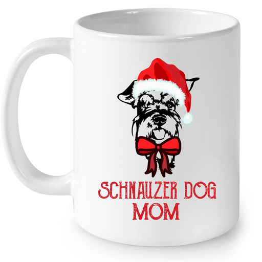 Mom Love Red Schnauzer Dog - Full-Wrap Coffee White Mug
