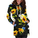 Women Sunflower Chamomile Pattern Pullover Hoodie Dress