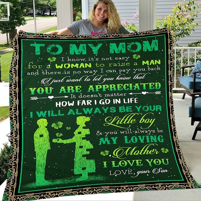 To My Mom Shamrock Gift For Mom Fleece Blanket Gift For Mom Mother's Day Gift Ideas