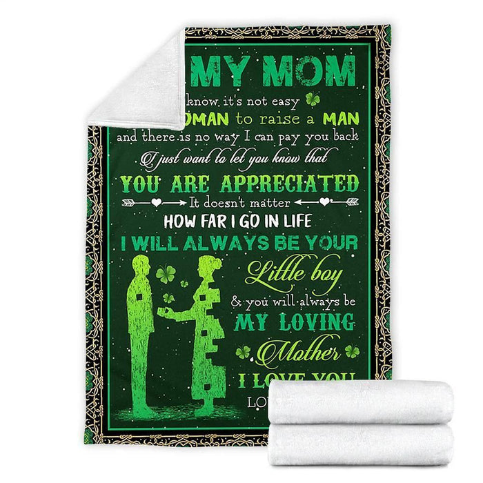 Custom Blanket To My Mom Shamrock Blanket - Gift For Mom - Fleece Blanket