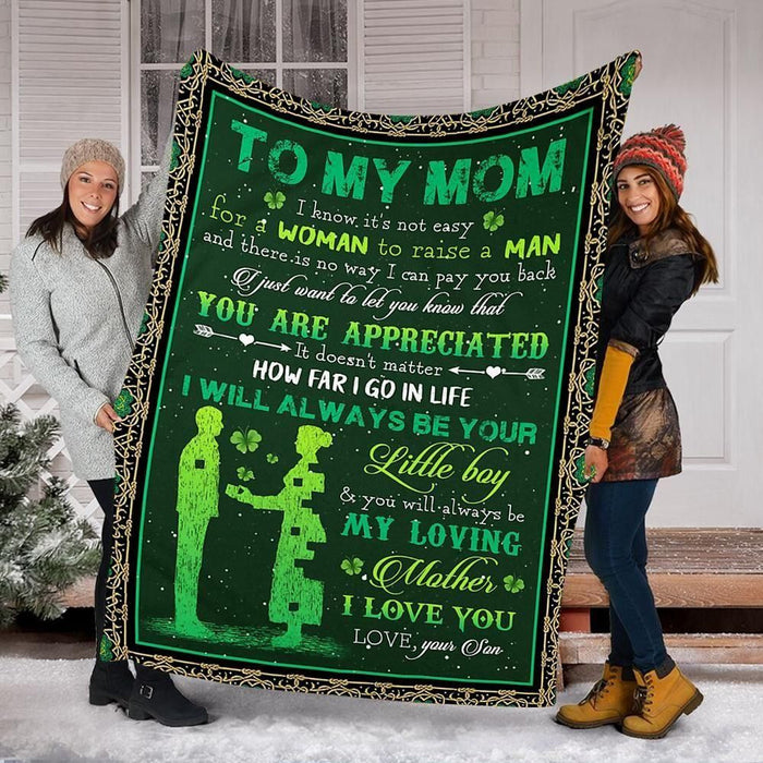 Custom Blanket To My Mom Shamrock Blanket - Gift For Mom - Fleece Blanket