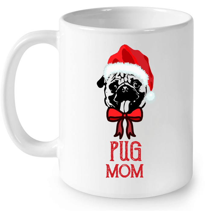 Mom Love Red Pug Dog - Full-Wrap Coffee White Mug