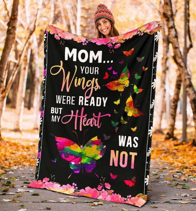 Mom Blanket Your Wings Were Ready Premium Blanket Black Full Size
