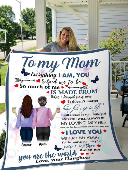 BeKingArt Family Personalized Everything I Am You Helped Me To Be Daughter Gift For Mom Sherpa Fleece Blanket