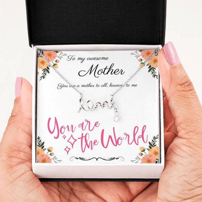 You Are The World Scripted Love Necklace For Mother Message Card Favo Jewelry
