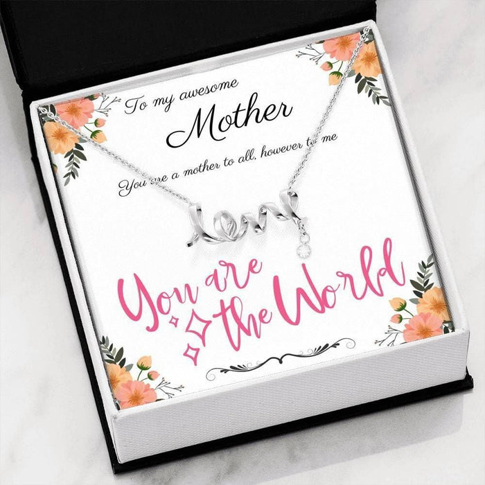 You Are The World Scripted Love Necklace For Mother Message Card Favo Jewelry