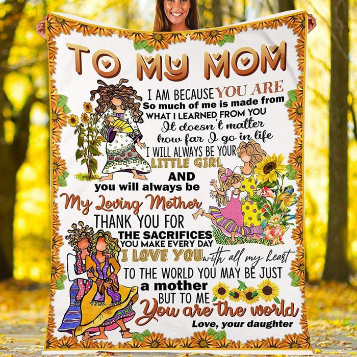 Custom Blanket To My Mom Hippie My Loving Mother Blanket - Fleece Blanket