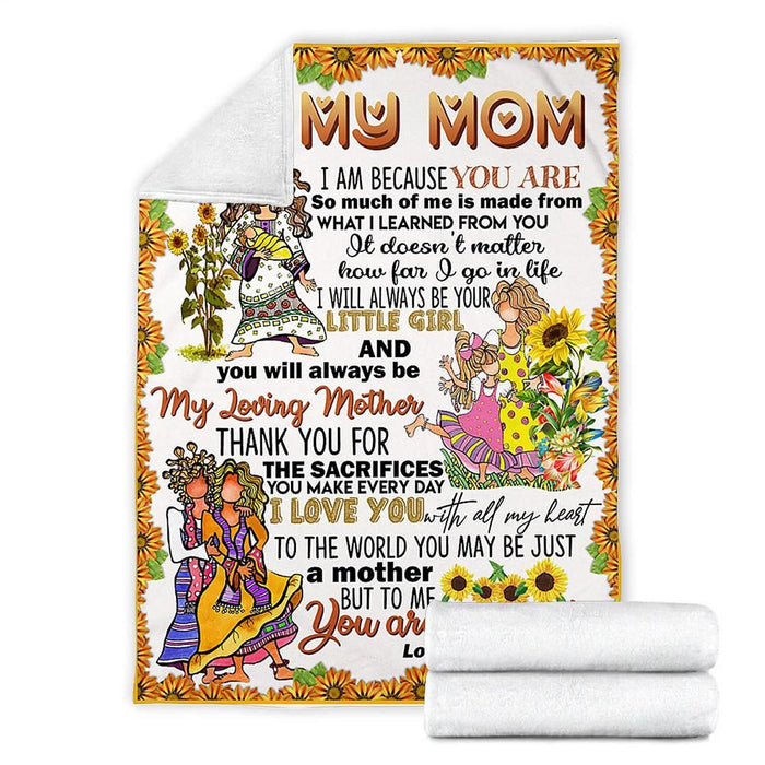Custom Blanket To My Mom Hippie My Loving Mother Blanket - Fleece Blanket