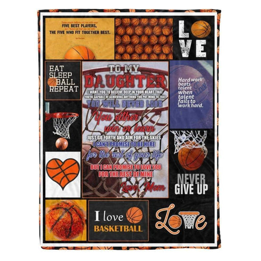 Basketball Lover To My Daughter Lovely Quote Letter From Mom Throw Fleece Blanket