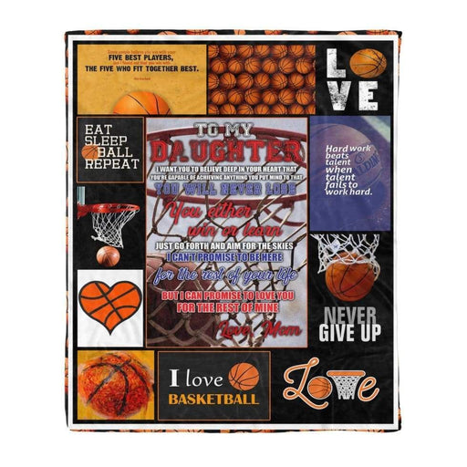 Basketball Lover To My Daughter Lovely Quote Letter From Mom Throw Fleece Blanket