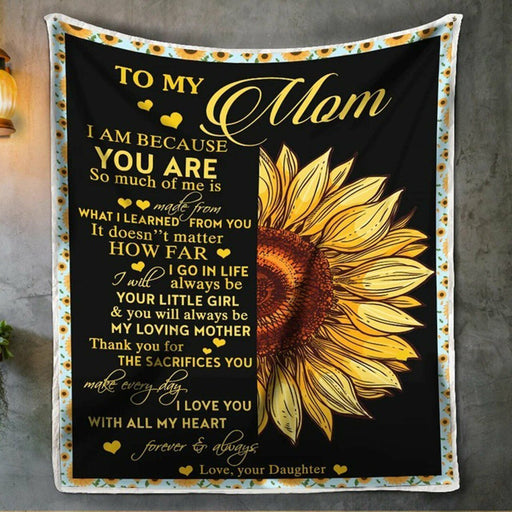 BeKingArt Family Personalized I Love You Forever And Always Fleece Blanket Sunflower Gift For Mom Sherpa Fleece Blanket
