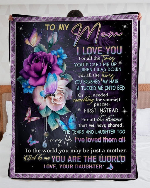 BeKingArt Family Personalized You Picked Me Up When I Was Down Rose Daughter Gift For Mom Sherpa Fleece Blanket