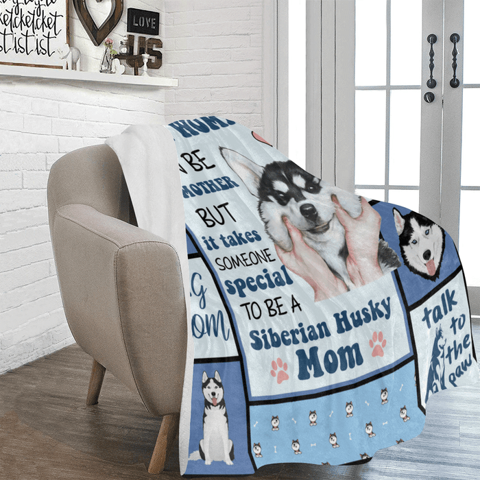 Dog Blanket Any Woman Can Be A Mother Siberian Husky Dog Mom Fleece Blanket