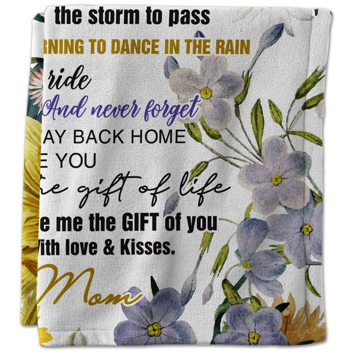 To My Daughter Never Forget That I Love You Sunflower Letter From Mom Throw Fleece Blanket
