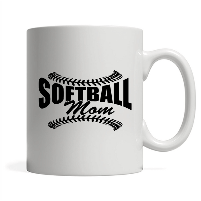 Softball Mom (w) - Full-Wrap Coffee White Mug