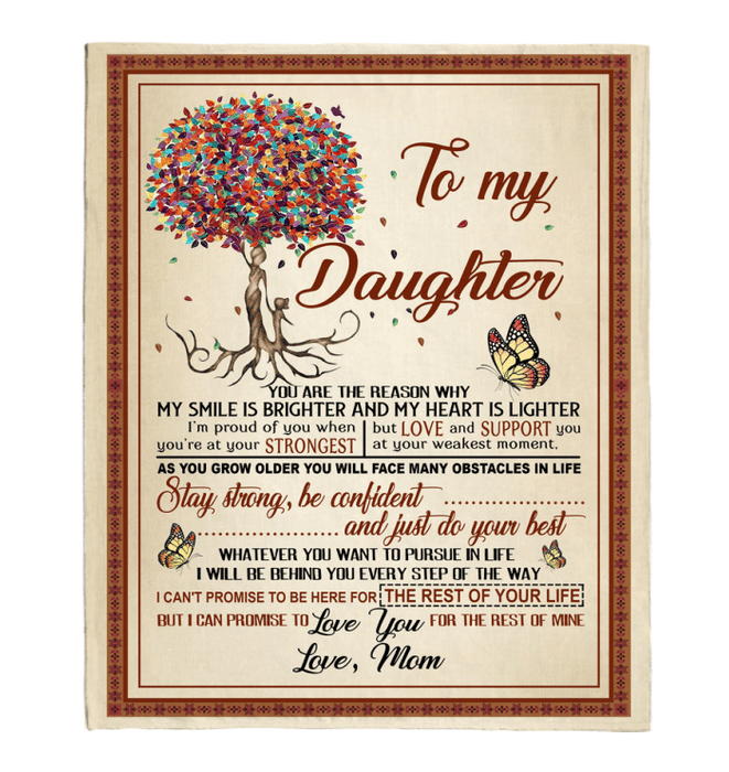 To My Daughter You Are My Sunshine Colorful Tree I Love You Gift From Mom Fleece Blanket