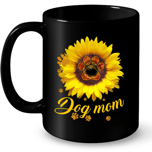 Dog Mom Sunflower - Full-Wrap Coffee Black Mug