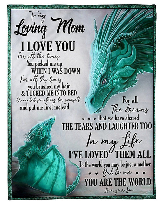 Dragon Message To My Loving Mom Fleece Blanket Gift For Mom Mother's Day Gift Ideas