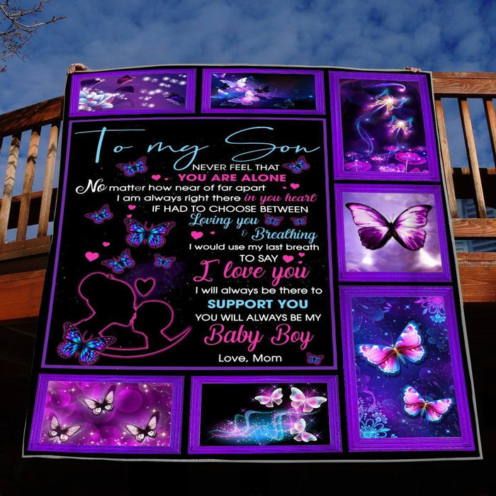 Gift For Son Purple Butterfly Art I Would Use My Last Breath To Say I Love You My Baby Boy From Mom - Blanket