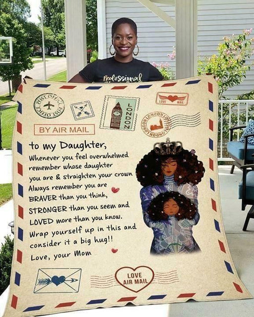 Air Mail Black Mom To My Daughter Message Mom To Daughter Air Mail Family Gift Fleece Blanket