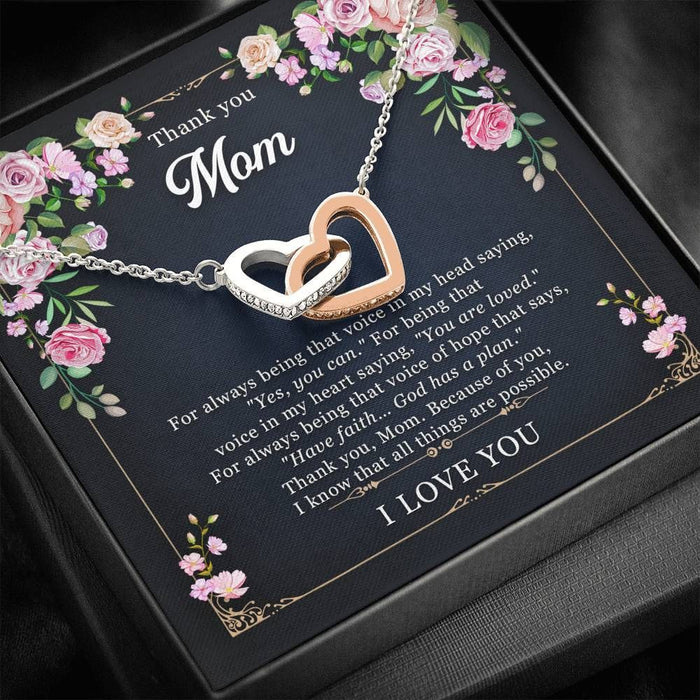 Gift For Mom Interlocking Hearts Necklace For Mother's Day / Mom Birthday / Christmas