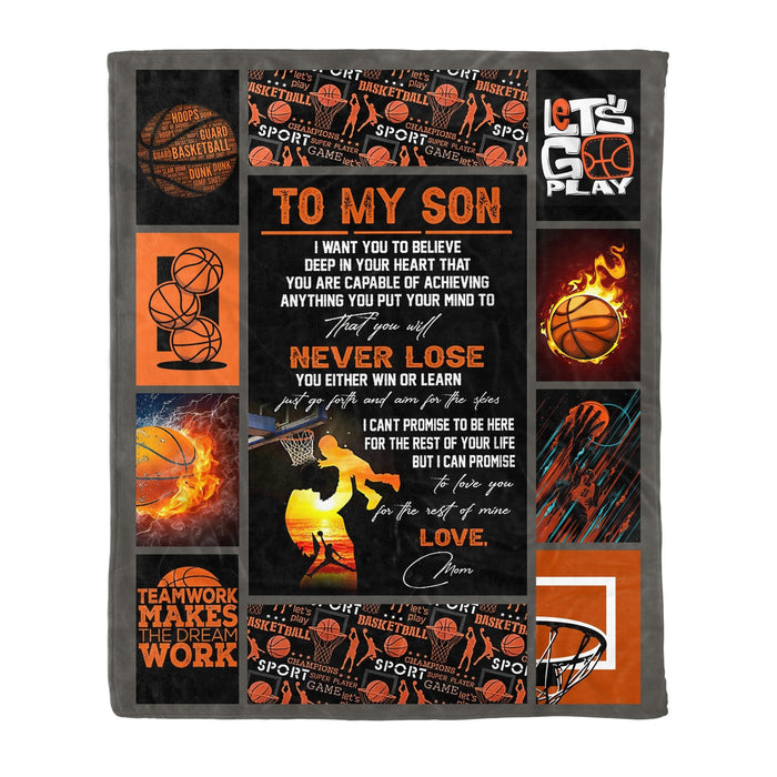To my son Basketball Fleece Blanket great gifts ideas - sentimental unique birthday gifts, Christmas gift for son from Mom - IPHZ36