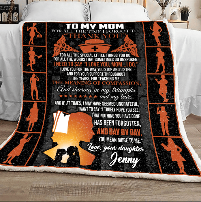 Famth Customize To My Mom For All The Time I Forgot To Thank You Fleece Blanket Gift For Mom Mother's Day Gift Ideas