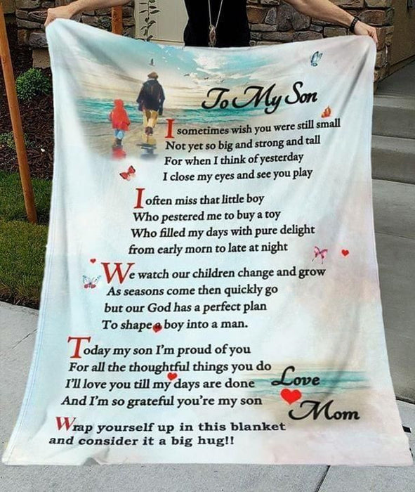 Air Mail Blanket Mom To My Son Wish You Were Still Small Message Blanket Family Gift