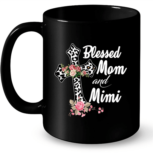 Blessed Mom And Mimi - Full-Wrap Coffee Black Mug