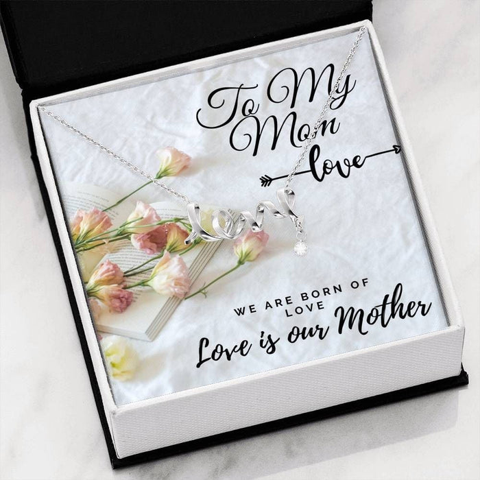 Love Necklace With Svarovsky Crystal For Mother's Day Scripted Love Necklace Message Card Favo Jewelry