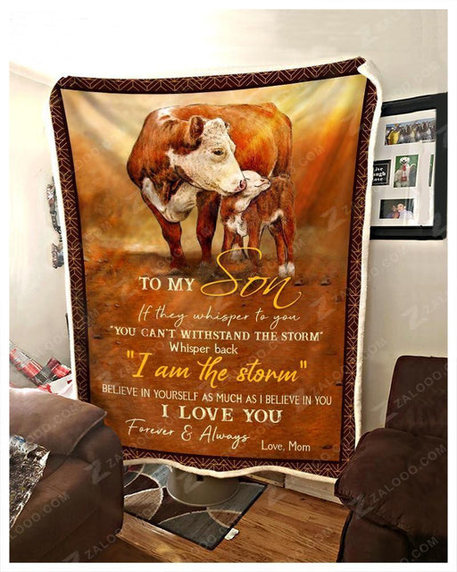 Blanket - Cow - To My Son - Love Mom