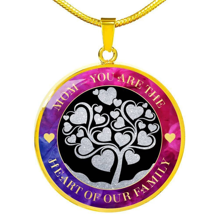 The Heart Of Our Family Circle Pendant Necklace Gift For Mama