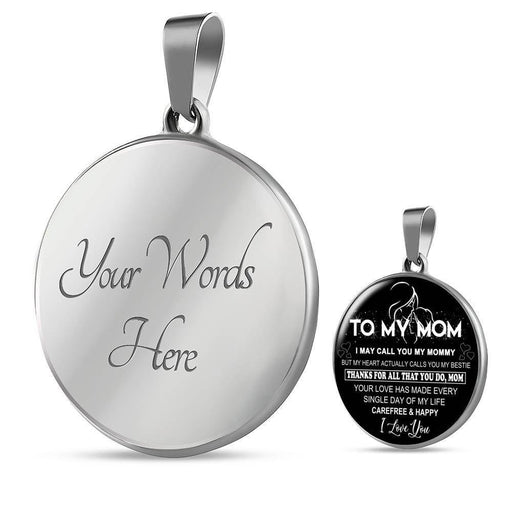 Family Thanks For All That You Do Silver Circle Pendant Necklace Gift For Mom