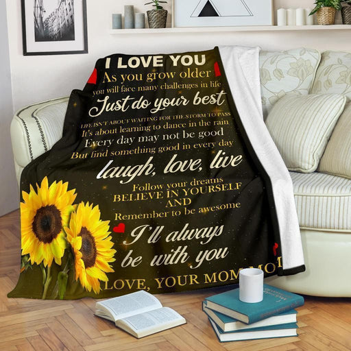 To My Son Sunflower Fleece Blanket Gift From Mom NH1911
