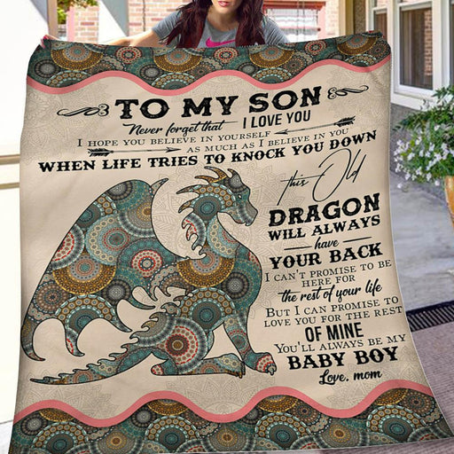 You'll Always Be My Baby Boy Baby Dragon Mom To Son Gift - Fleece Blanket