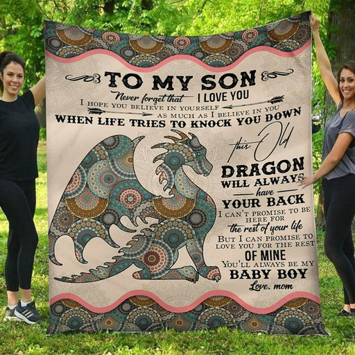 You'll Always Be My Baby Boy Baby Dragon Mom To Son Gift - Fleece Blanket
